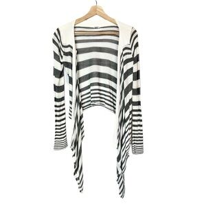 Splendid Gray & White Stripe Waterfall Knit‎ Cardigan Sweater XS